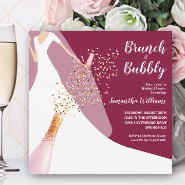 Brunch and Bubbly Bride on Cranberry Bridal Shower Invitations