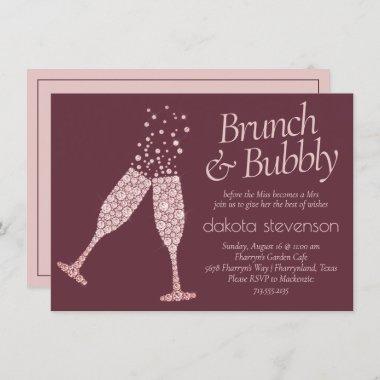 Brunch and Bubbly | Burgundy and Blush Pink Shower Invitations