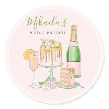 Brunch and Bubbly | Champagne and Drip Cake II Classic Round Sticker