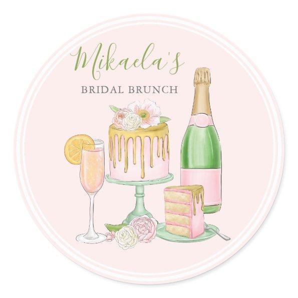 Brunch and Bubbly | Champagne and Drip Cake II Classic Round Sticker