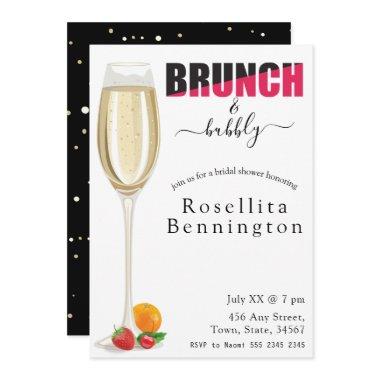 Brunch and Bubbly Champagne Bridal Shower Invitations