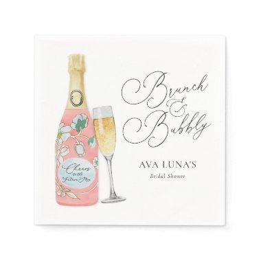 Brunch and Bubbly Champagne Bridal Shower Paper Napkins