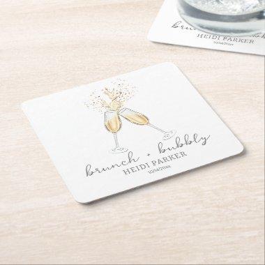 Brunch and Bubbly Champagne Toast  Square Paper Coaster