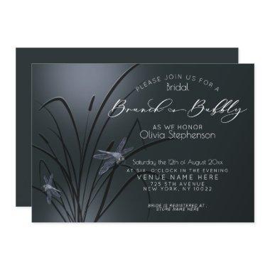 Brunch and Bubbly Dusty Blue Dragonfly Invitations