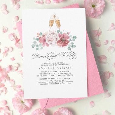 Brunch and Bubbly Dusty Rose Bridal Shower Invitations