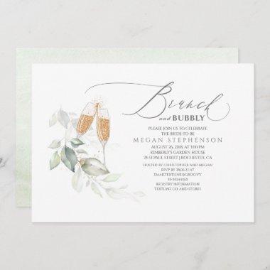Brunch and Bubbly Elegant Greenery Bridal Shower Invitations