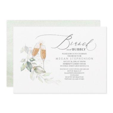 Brunch and Bubbly Elegant Greenery Bridal Shower Invitations