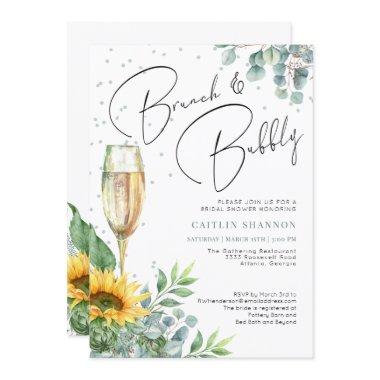 Brunch and Bubbly Elegant Sunflower Bridal Shower Invitations