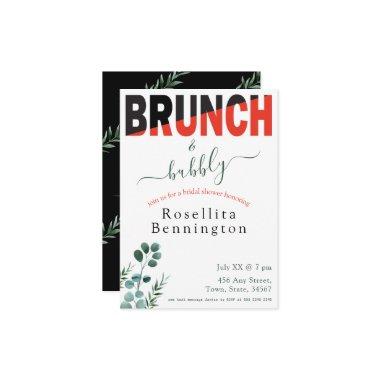 Brunch and Bubbly Eucalyptus Floral Bridal Shower Invitations