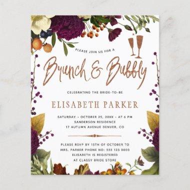 Brunch and bubbly fall floral gold bridal shower