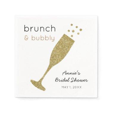 Brunch and Bubbly Faux Gold Glitter Drink Napkins