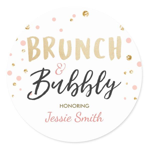 Brunch and bubbly favor tag Bridal shower pink