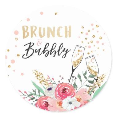 Brunch and bubbly favor tag  pink