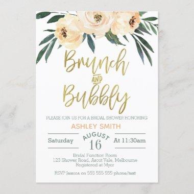 Brunch and bubbly floral bridal shower Invitations