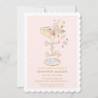 Brunch and Bubbly Floral Bridal Shower Invitations