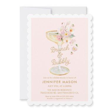 Brunch and Bubbly Floral Bridal Shower Invitations