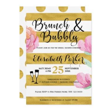 Brunch and bubbly floral stripe gold