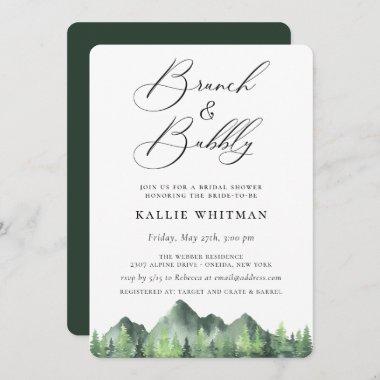 Brunch and Bubbly Forest Mountain Bridal Shower Invitations
