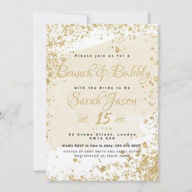 Brunch and Bubbly glitter gold Invitations