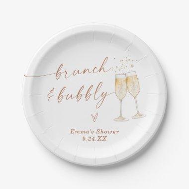 Brunch and Bubbly Gold Bridal Shower Paper Plates