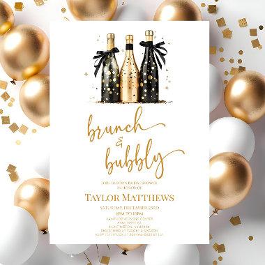 Brunch and Bubbly Gold Champagne Bridal Shower Invitations