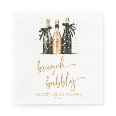 Brunch and Bubbly Gold Champagne Bridal Shower Napkins