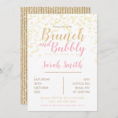 Brunch and Bubbly goldy bubble Invitations