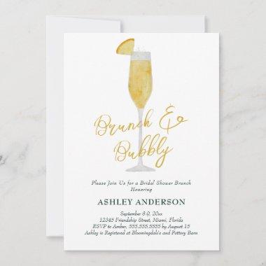 Brunch and Bubbly Mimosa Cocktail Bridal Shower Invitations