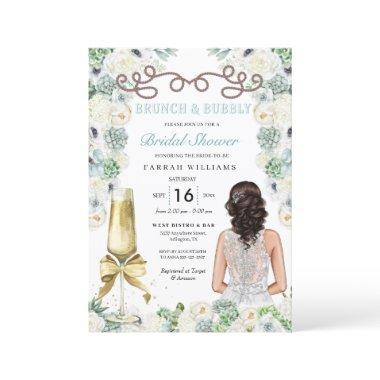 Brunch and Bubbly Mint Green Cacti Bridal Shower Invitations