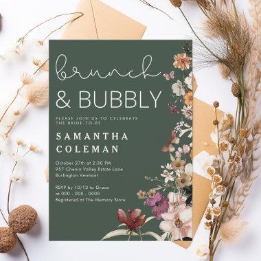 Brunch and Bubbly Modern Script Boho Bridal Shower Invitations