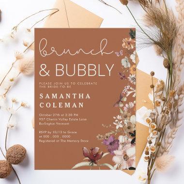 Brunch and Bubbly Modern Script Boho Bridal Shower Invitations