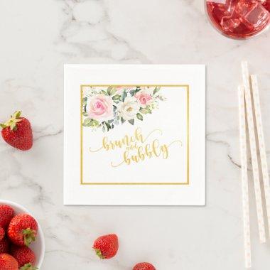 Brunch and Bubbly Napkin - Gold Text & Frame