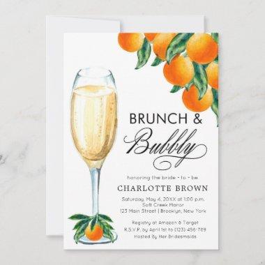 Brunch and Bubbly Orange Bridal Shower Invitations