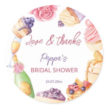 Brunch and bubbly patisserie pancake thank you classic round sticker