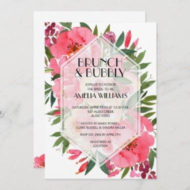 Brunch and Bubbly Peonies Bridal Shower Invites