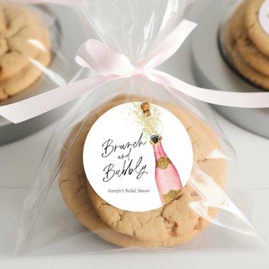 Brunch and Bubbly Pink and Gold  Classic Round Sticker