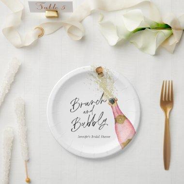 Brunch and Bubbly Pink and Gold  Paper Plates