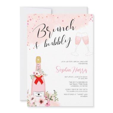 Brunch And Bubbly Pink Bridal Shower Invitations