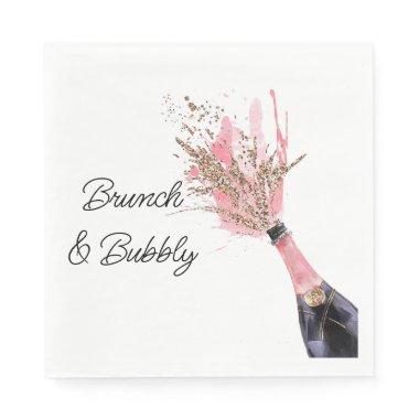 Brunch and Bubbly Pink Champagne Bridal Shower Napkins