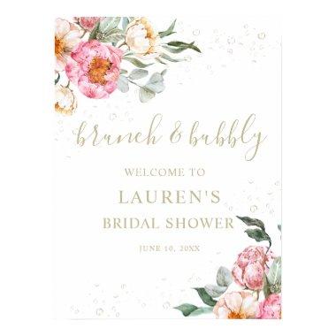 Brunch and Bubbly Pink Floral  Sign