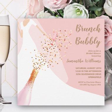 Brunch and Bubbly Rose Quartz Bridal Shower Invitations