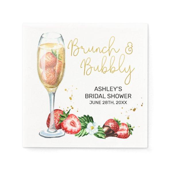 Brunch and Bubbly Strawberry and Champagne Shower Napkins