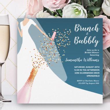 Brunch and Bubbly Teal Bridal Shower Invitations