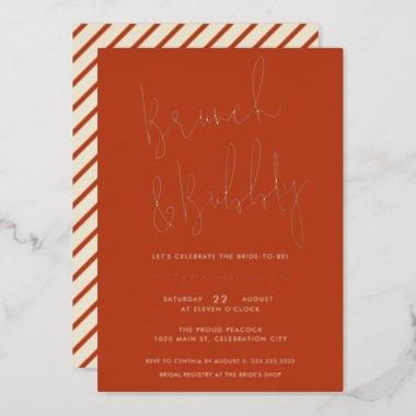 Brunch and Bubbly Terracotta Bridal Shower Gold Foil Invitations