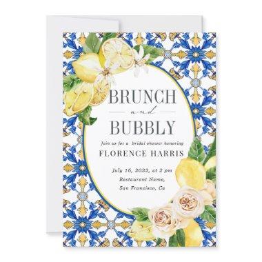 Brunch and Bubbly Yellow Lemon Bridal Shower Invitations