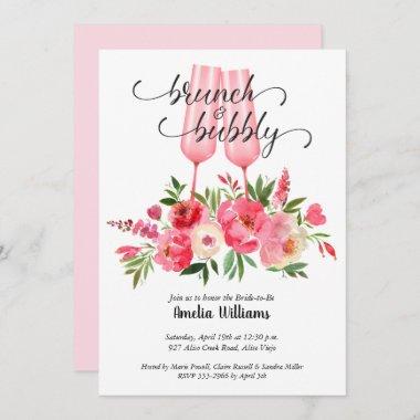 Brunch and Bubby Bridal Shower Champagne Invitations