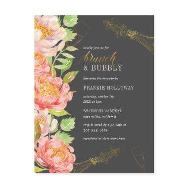 Brunch & Bubbly | Black White & Gold Bridal Shower Invitation PostInvitations