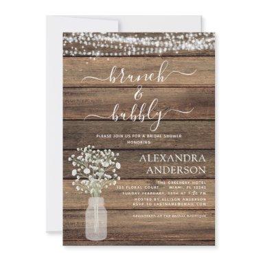 Brunch & Bubbly Bridal Shower Baby's Breath Jars Invitations