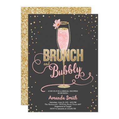 Brunch & Bubbly Bridal Shower Blush Gold Champagne Invitations