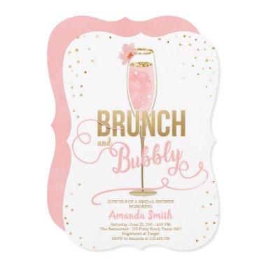 Brunch & Bubbly Bridal Shower Blush Gold Champagne Invitations